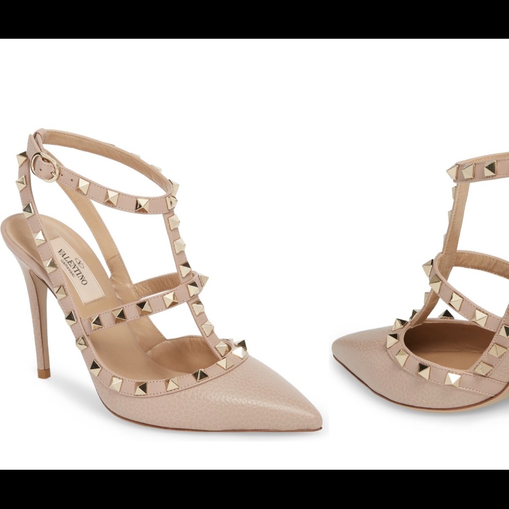 Valentino Rockstud T-Strap Pointed Toe Pump